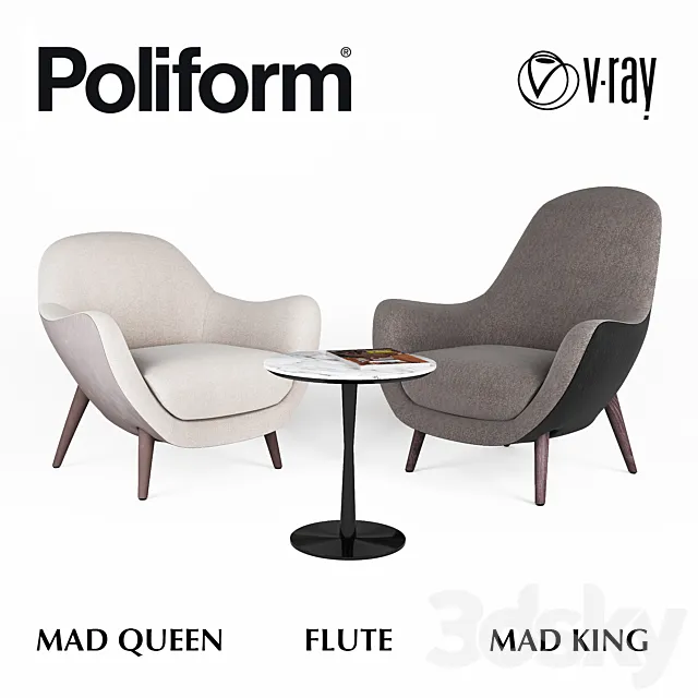 Armchairs Poliform MAD Queen and MAD King 3DSMax File