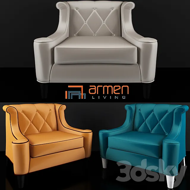 Armen Living Barrister Velvet Armchair 3DS Max Model