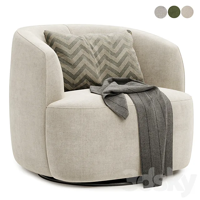 Armetta Boucle Upholstered Swivel Armchair 3ds Max