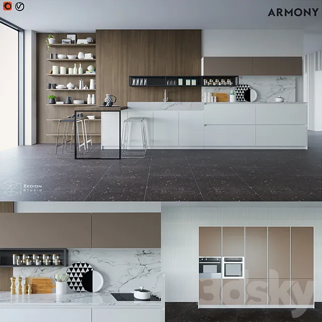 Armony-T16 kitchen 3ds Max