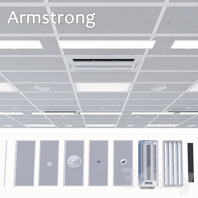 Armstrong ceiling system with a set of elements 2 3DSMax File