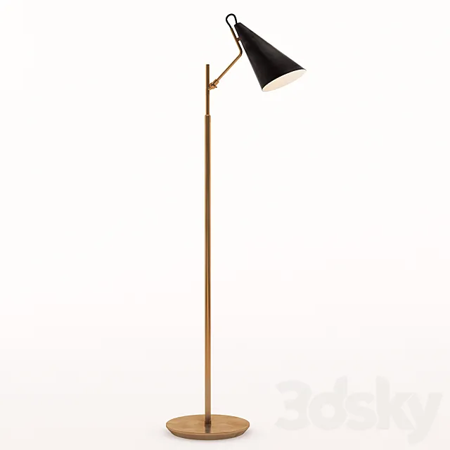 ARN 1010HAB-BLK AERIN Modern Clemente Floor Lamp In Hand-Rubbed Antique Brass With Black 3ds Max