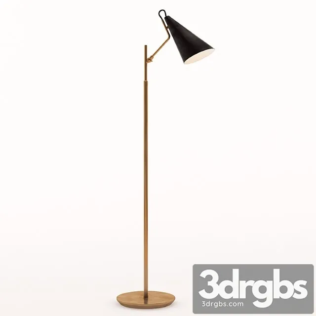 Arn 1010hab-blk aerin modern clemente floor lamp in hand-rubbed antique brass with black