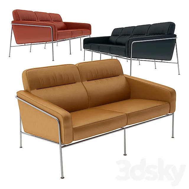 Arne Jacobsen Series 3300 Seat Sofa 3ds Max