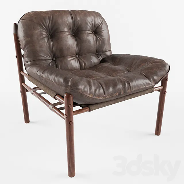 Arne Norell Rosewood and Leather Lounge Chair 3ds Max