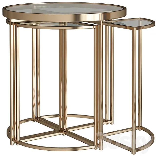 Arpeggio Gold Side Table Set 3ds Max