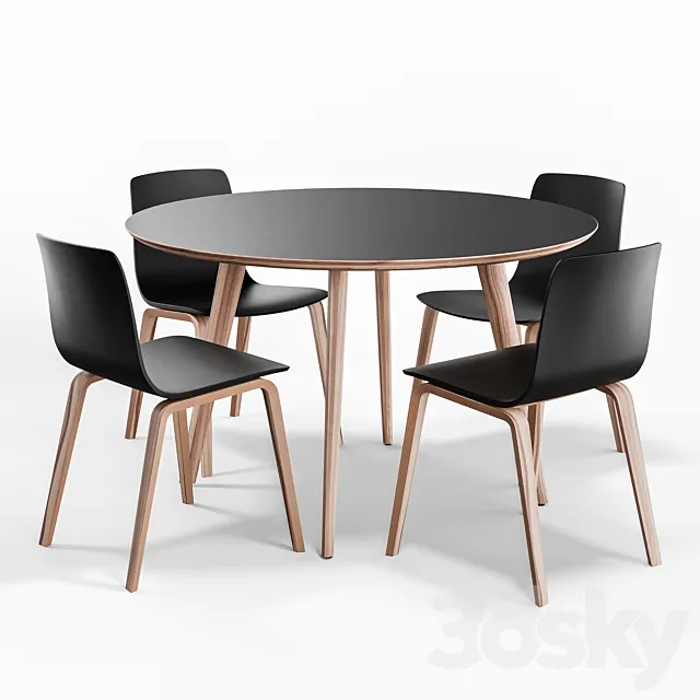 Arper AAVA 4 WOOD LEGS and Gher Table 3DSMax File