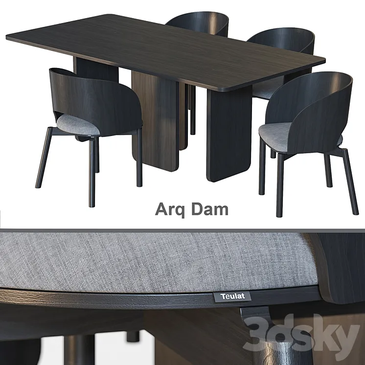 Arq Dam TEULAT Table and chairs 3DS Max Model