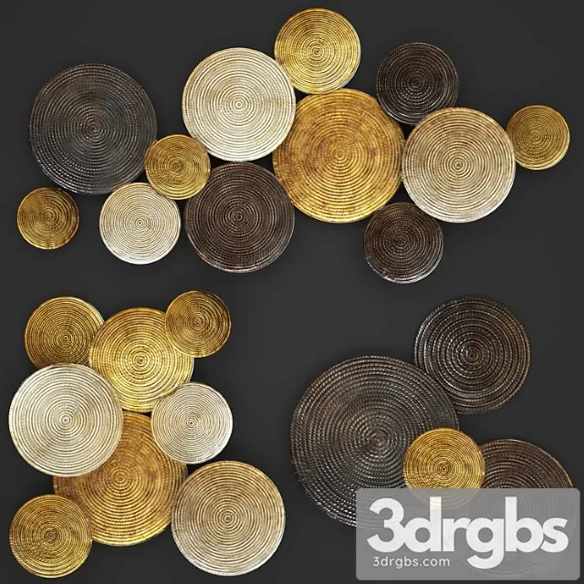 Art. circles wall decor. wall decor painting discs gold decor luxury panels 3dsmax Download