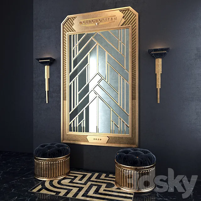 Art Deco composition with a mirror 3DS Max Model