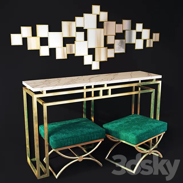 Art Deco dressing table _ console. Console table by Lux Design 3DS Max Model