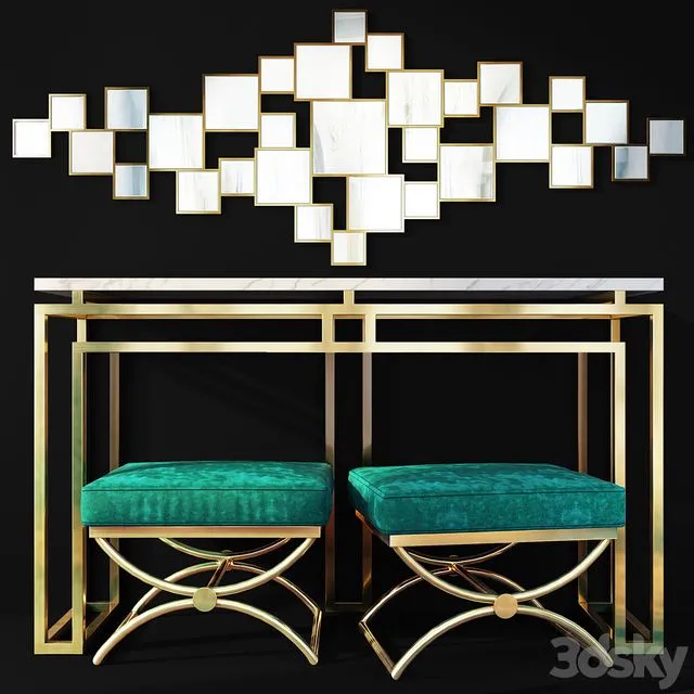 Art Deco dressing table console. Console table by Lux Design 3dsMax Model