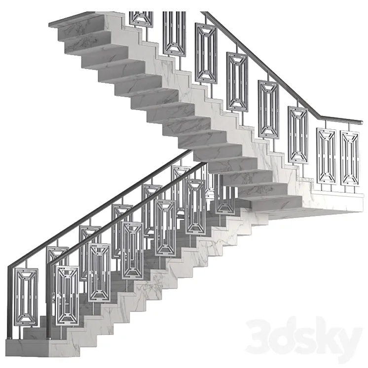 Art Deco marble stairs 3DS Max
