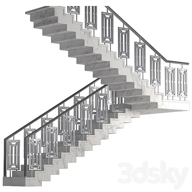 Art Deco marble stairs 3DSMax File