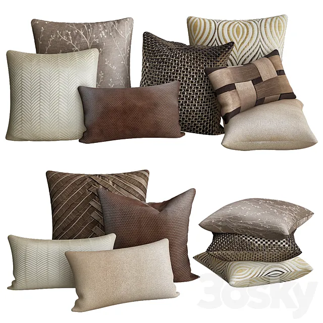 Art deco pillows collections 3ds Max