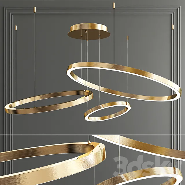 Art Deco Ring Hoops Led Chandelier 3DS Max Model