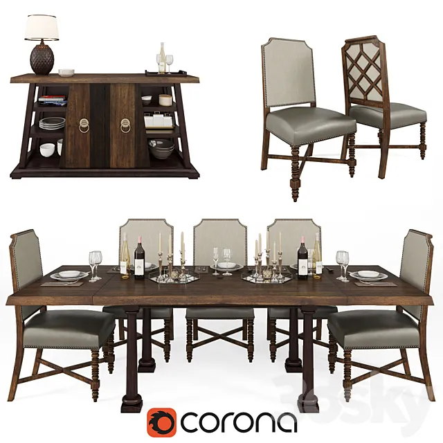 ART Furniture Inc American Chapter Formal Dining Room Group 3DSMax File