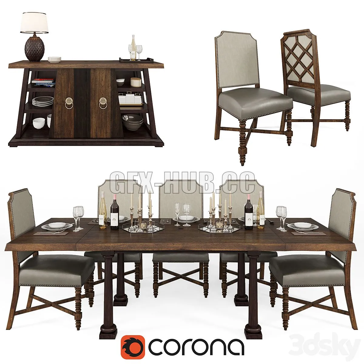 ART Furniture Inc American Chapter Formal Dining Room Group 3dsMax Model