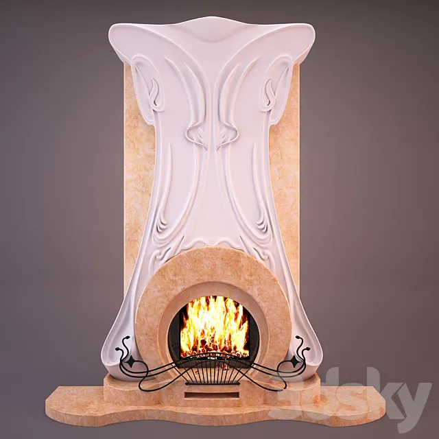 Art Nouveau Fireplace 3ds Max