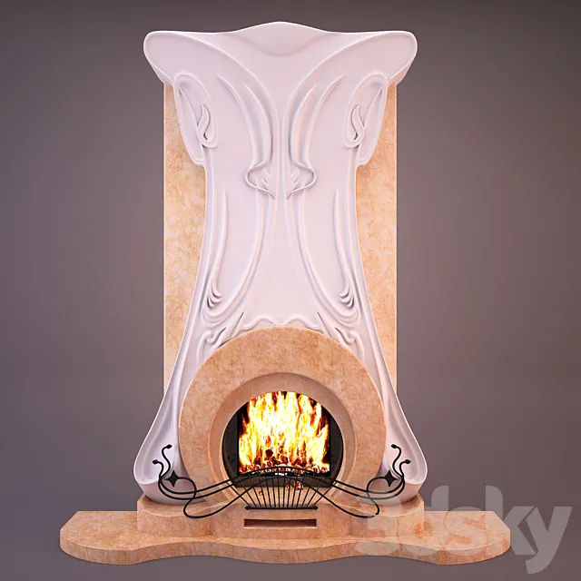 Art Nouveau Fireplace 3dsMax Model