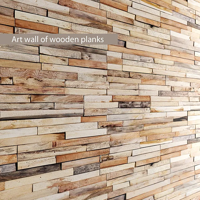 ART wall of boards. wall decor plank panels wooden decor boards wooden wall panel slats 3DS Max Model