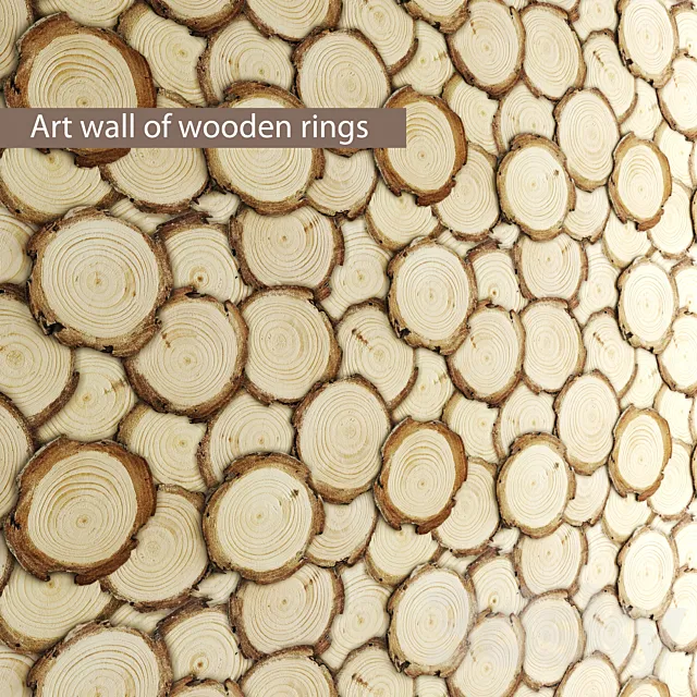 Art wall of wooden rings wall decor disks eco eco design panels 3ds Max