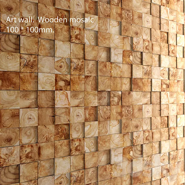 Art wall. Wooden mosaic wall decor plank panels wooden decor boards wooden wall panel timber bars 3ds Max