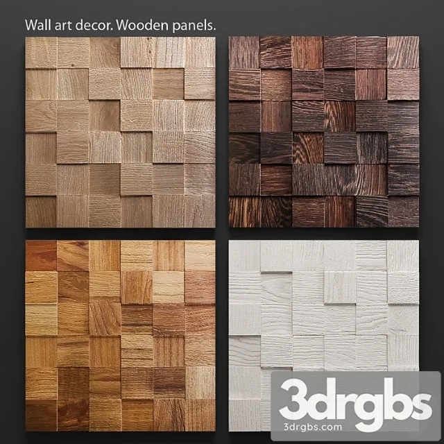 Art Wood Panels Mosaic Wall Decor Plank Panels Wooden Decor Boards 3dsmax Download