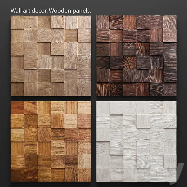 Art Wood panels. Mosaic. wall decor. plank panels. wooden decor. boards. wooden wall. panel. timber. bars 3DSMax File