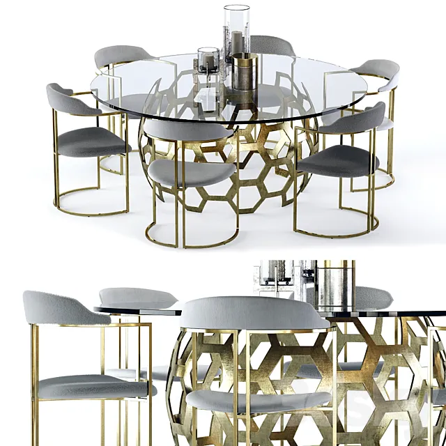 Arteriors Dolma Table and Zephyr Chair 3DS Max Model