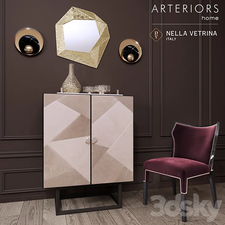 ARTERIORS Home Gatsby Cocktail Cabinet Miami Chair Decor Set 3DS Max Model