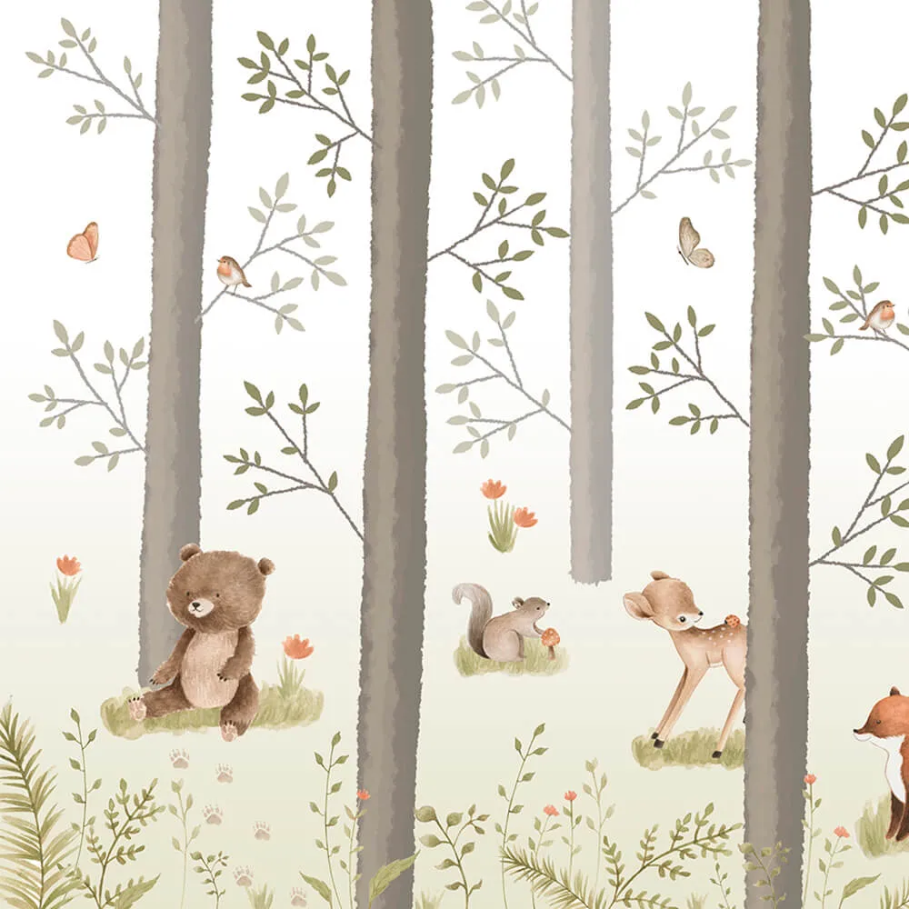 ArtFresco – Wallpaper children’s forest with animals on a green background 3ds Max