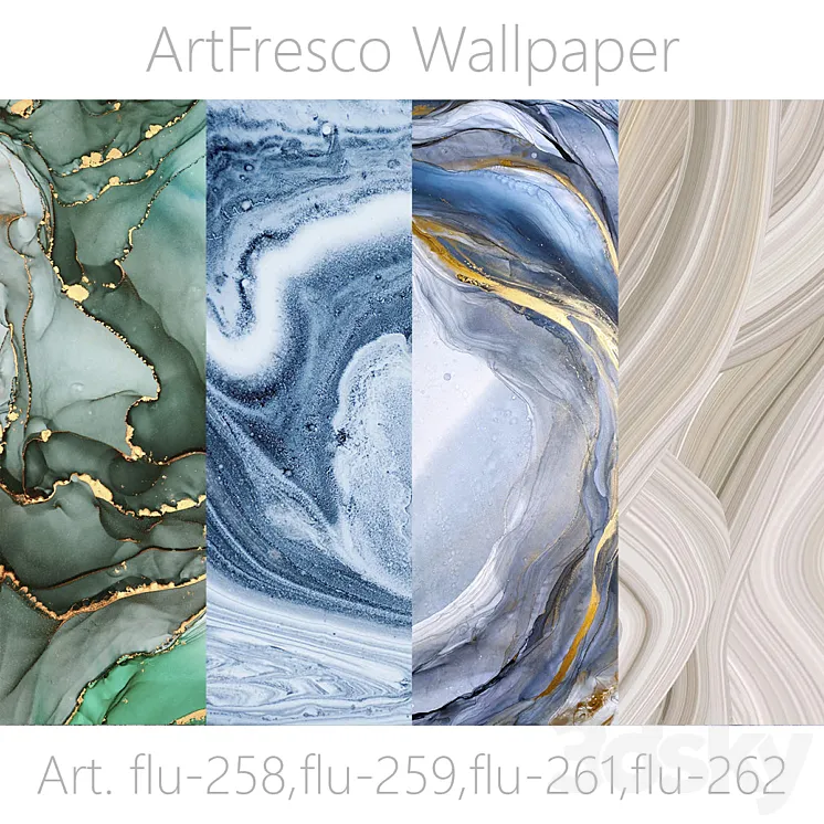 ArtFresco Wallpaper – Designer seamless wallpaper Art. flu-258 flu-259 flu-261 flu-262 OM 3DS Max