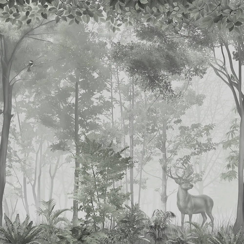 ArtFresco – Wallpaper monochrome forest and deer 3ds Max