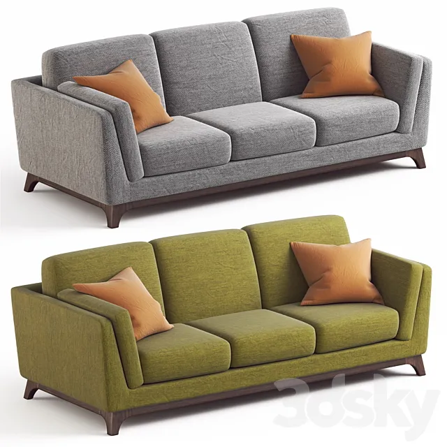 ARTICLE Ceni Sofa. Pyrite Gray and Seagrass Green upholstery variants. 3DSMax File
