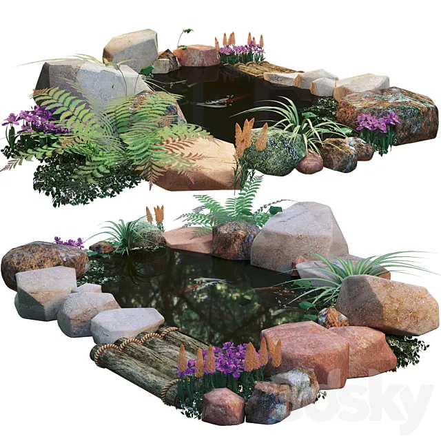 artificial fish pond 3ds Max