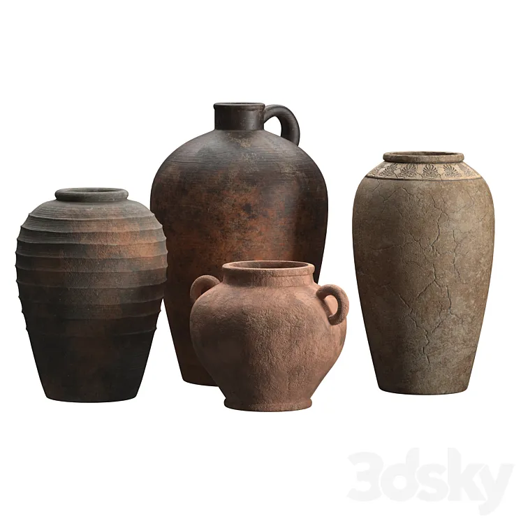 Artisan clay vases set 3DS Max Model