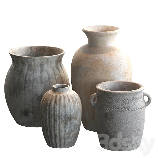 Artisan clay vases set 6 3dsMax Model