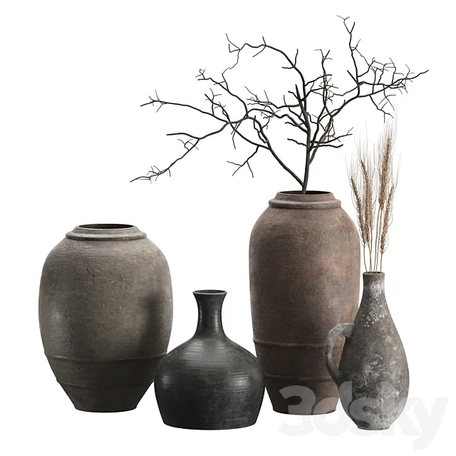 Artisan Rustic Vases set 2 3ds Max