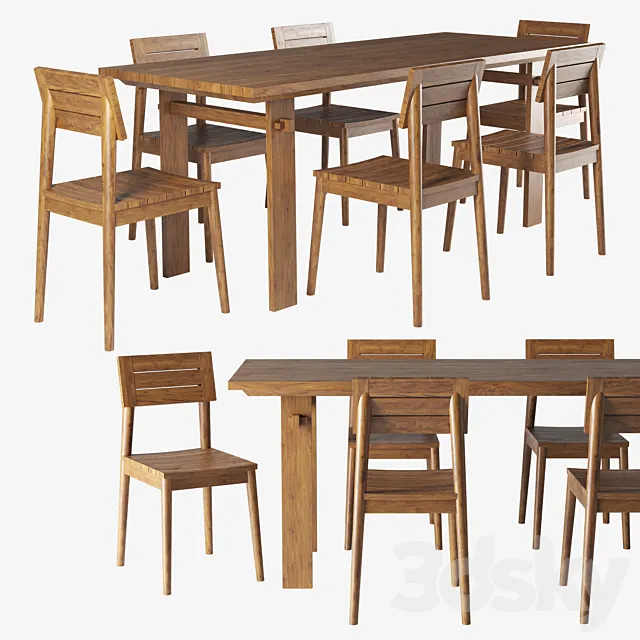 ARTISAN table and VINTAGE OUTDOOR chair 3ds Max