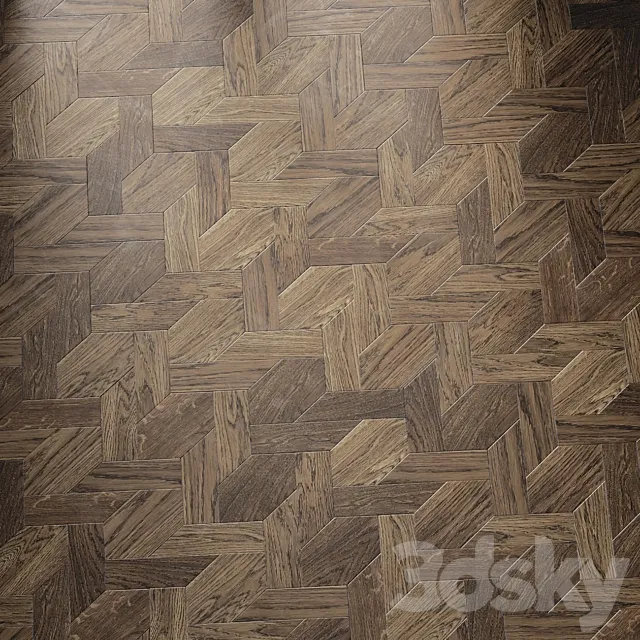 Artistic parquet with “pigtail” pattern 3ds Max