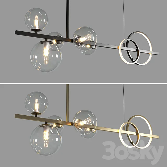 Artpad Modern European Glass Bubble Dining room Pendant Lights Black & gold 3DS Max Model