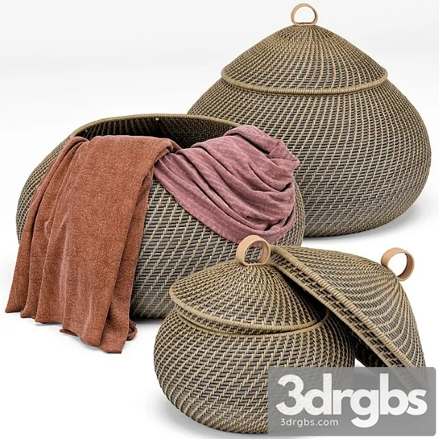 Arturo global bazaar gray rattan weave round basket