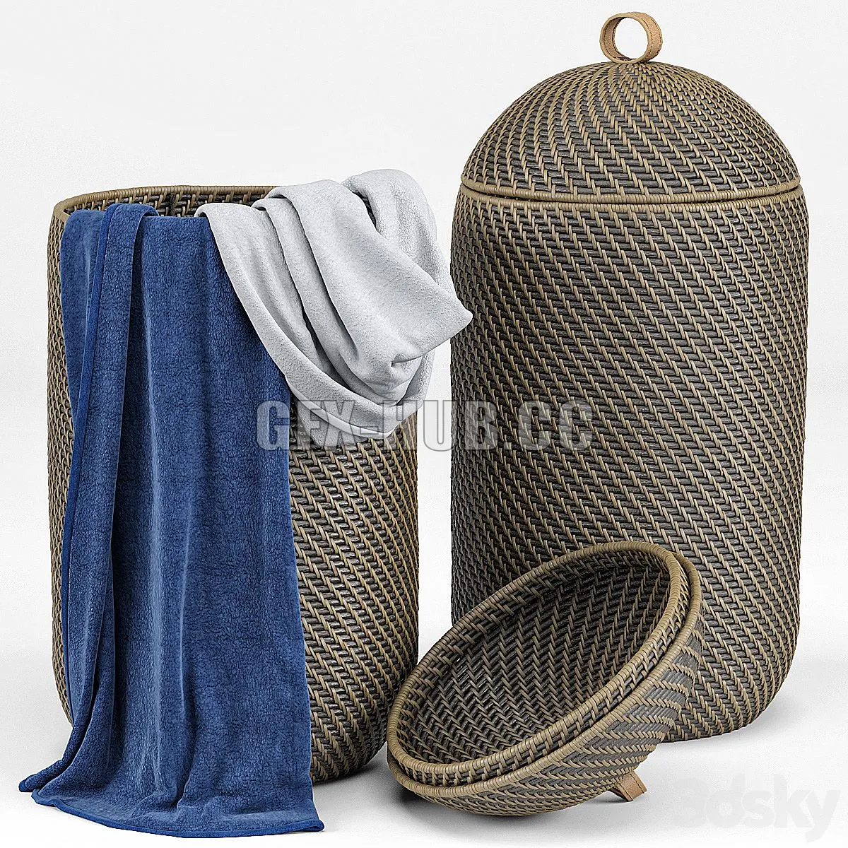 Arturo Global Bazaar Grey Rattan Weave Tall Basket 3dsMax Model