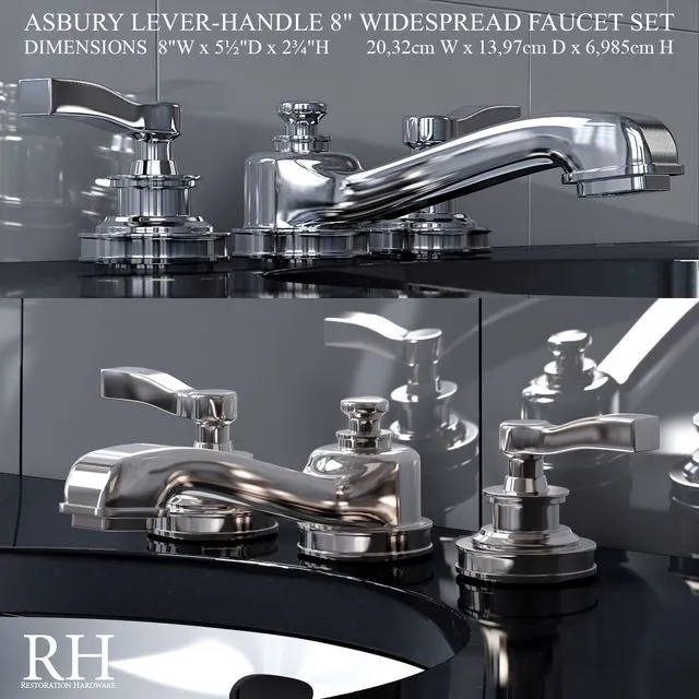 ASBURY LEVER-HANDLE 8in WIDESPREAD FAUCET SET 3dsMax Model