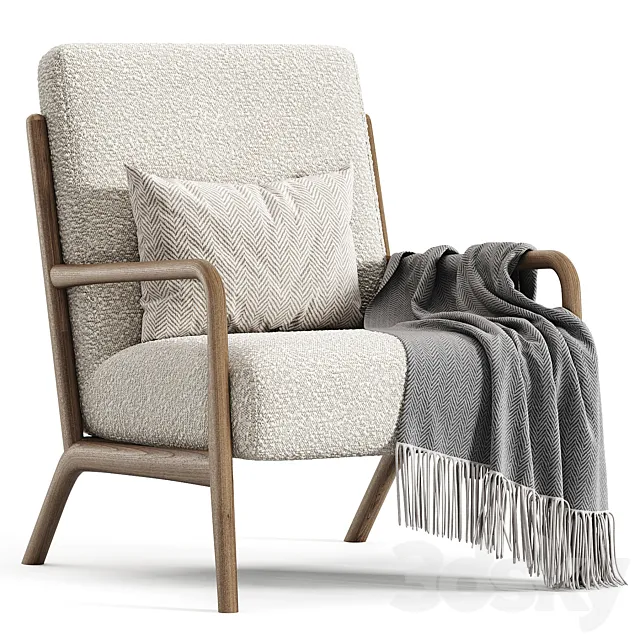 Ash Wood and Linen Armchair by Zarahome 3ds Max