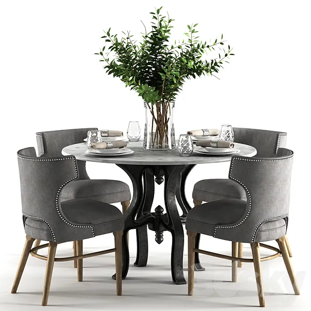 Ashford Task Chair with Hobbs 48’Round Dining Table-marble top 3DSMax File