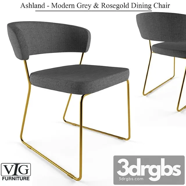 Ashland – modern gray & rosegold dining chair 2 3dsmax Download