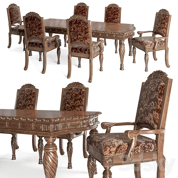 Ashley North Shore Dining Room chair-table 3DS Max