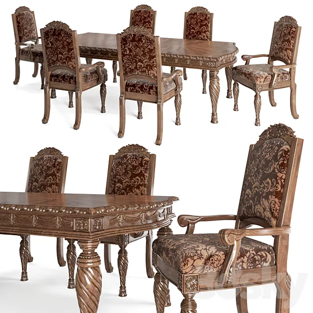 Ashley North Shore Dining Room chair-table 3DSMax File